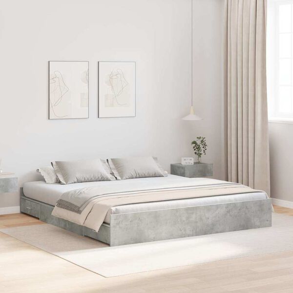 vidaXL Cama con almacenamiento con cabecera Gris Concreto 180 x 200 cm
