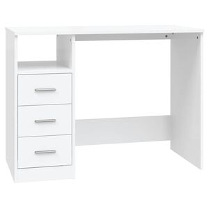 vidaXL Escritorio cajones madera contrachapada blanco 102x50x76 cm