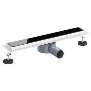 vidaXL Desag&uuml;e de ducha con tapa de vidrio y sif&oacute;n 360&deg; Negro 50 cm