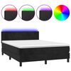 vidaXL Cama box spring colch&oacute;n y LED terciopelo negro 140x190 cm