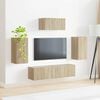 vidaXL Conjunto de mueble de TV Montaje en la pared 5 pcs Roble Sonoma