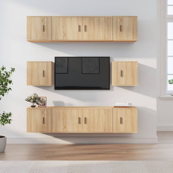 vidaXL Set de muebles para TV 8 pzas madera contrachapada roble Sonoma