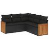 vidaXL Set de muebles de jard&iacute;n 5 pzas y cojines rat&aacute;n sint&eacute;tico negro