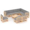 vidaXL Juego de muebles de jard&iacute;n 10 pzas y cojines madera maciza pino