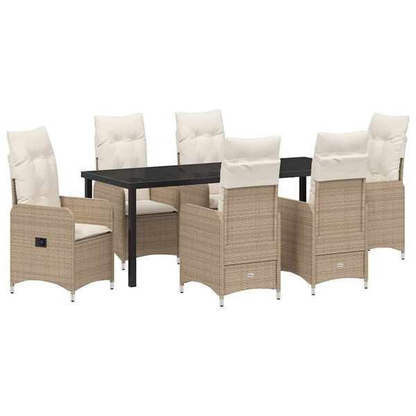 vidaXL Conjunto de Comedor de Jard&iacute;n 7 pcs Beige rat&aacute;n sint&eacute;tico