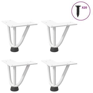 vidaXL Patas de horquilla para mesa de centro (4 unidades), color blanco, 10 cm, acero macizo