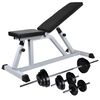 vidaXL Banco de entrenamiento con juego de barras y mancuernas 30,5 kg