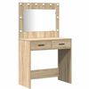 vidaXL Conjunto de mesa de vestidor con LED 3 pcs Roble Sonoma