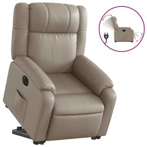 vidaXL Sill&oacute;n elevable el&eacute;ctrico cuero artificial capuchino