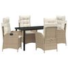 vidaXL Conjunto de Comedor de Jard&iacute;n 5 uds. Beige rat&aacute;n sint&eacute;tico