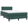 vidaXL Cama box spring con colch&oacute;n y LED terciopelo verde oscuro 120x210 cm