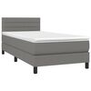 vidaXL Cama box spring con colch&oacute;n tela gris oscuro 90x190 cm