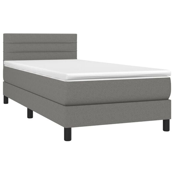 vidaXL Cama box spring con colch&oacute;n tela gris oscuro 90x190 cm