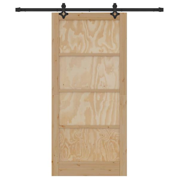 vidaXL Puerta Corredera Natural y negro 93 x 202 cm