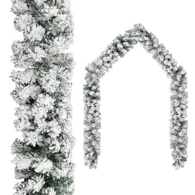vidaXL Guirnalda navideña con LED y nieve 20 m PVC verde