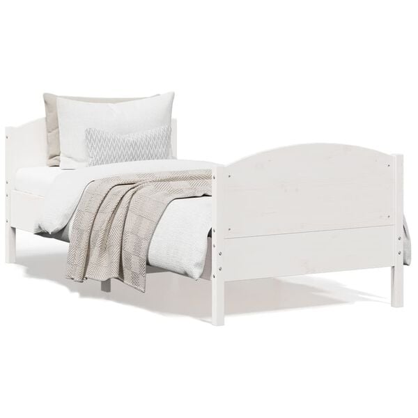 vidaXL Estructura de cama sin colch&oacute;n madera maciza blanca 90x190 cm
