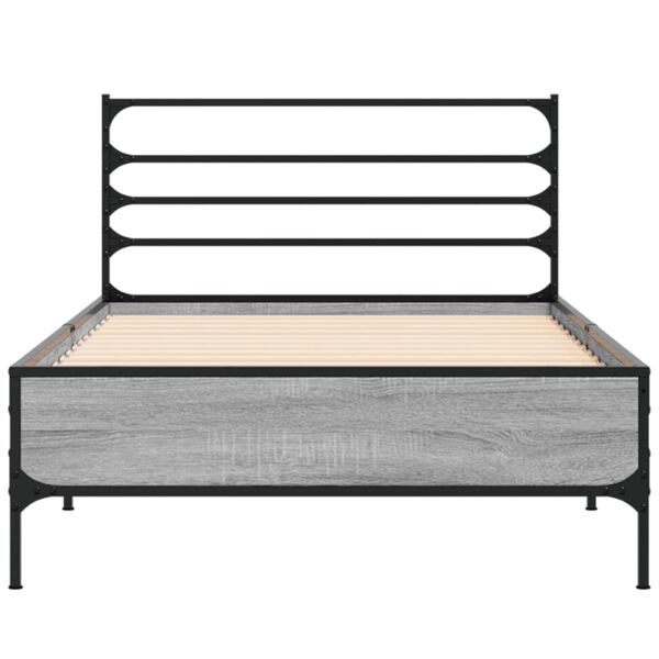 vidaXL Estructura cama madera ingenier&iacute;a metal gris Sonoma 100x200 cm