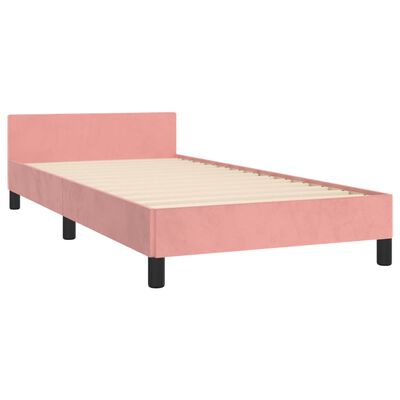 vidaXL Estructura de cama con cabecero de terciopelo rosa 90x190 cm