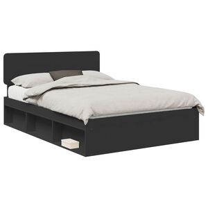 vidaXL Estructura de cama Negro 160 x 200 cm Madera de pino macizo