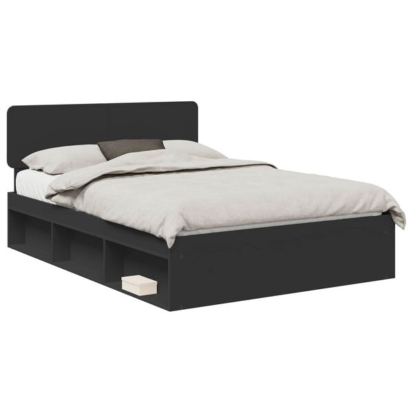 vidaXL Estructura de cama Negro 160 x 200 cm Madera de pino macizo