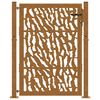 vidaXL Puerta de jard&iacute;n 100x125 cm de acero corten con dise&ntilde;o de trazos