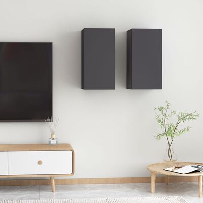 vidaXL Muebles para TV 2 uds madera contrachapada gris 30,5x30x60 cm
