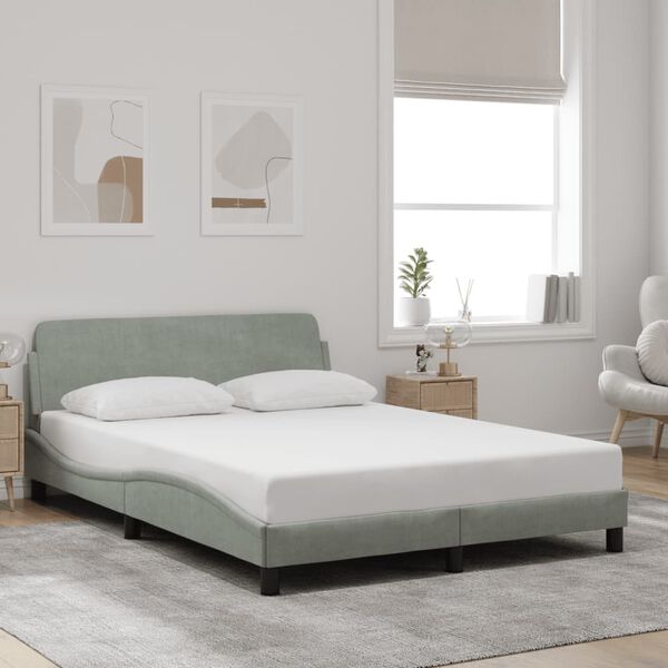 vidaXL Estructura de cama Dover terciopelo gris claro 140x200 cm
