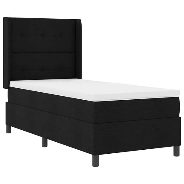 vidaXL Cama tipo Box Spring con colch&oacute;n Negro 100 x 200 cm tela