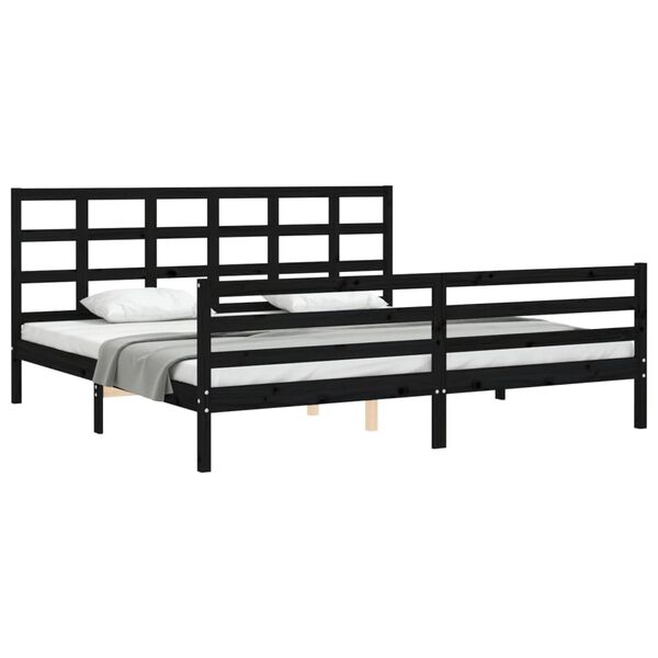 vidaXL Estructura de cama con cabecero madera maciza negro 200x200 cm