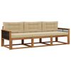 vidaXL Conjunto de sof&aacute;s de exterior con coj&iacute;n 3 pcs Natural y Beige