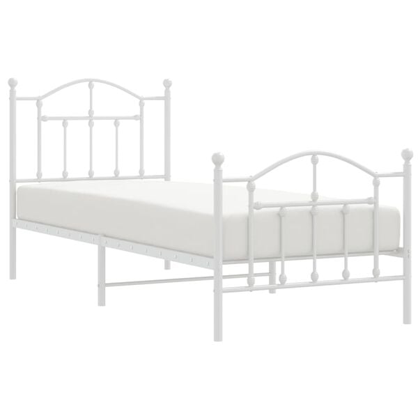 vidaXL Estructura cama sin colch&oacute;n con estribo metal blanco 80x200 cm
