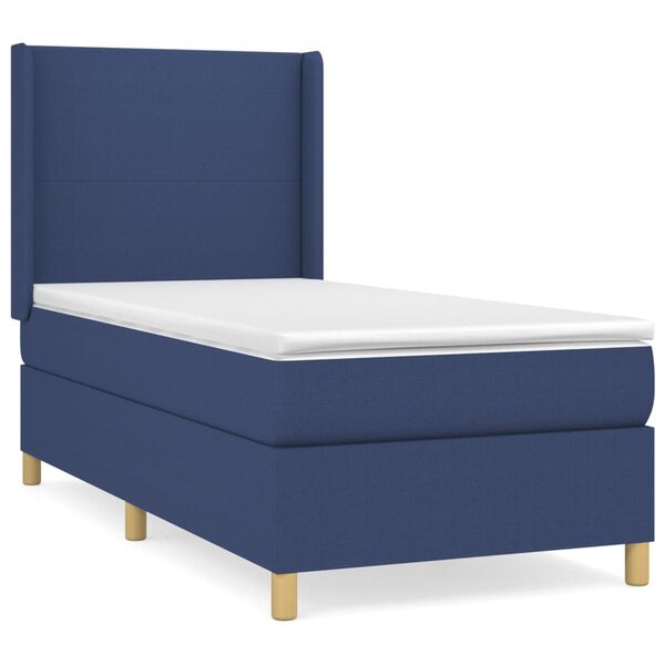 vidaXL Cama box spring con colch&oacute;n tela azul 90x190 cm