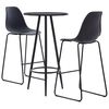 vidaXL Juego de mesa alta y taburetes 3 piezas pl&aacute;stico negro