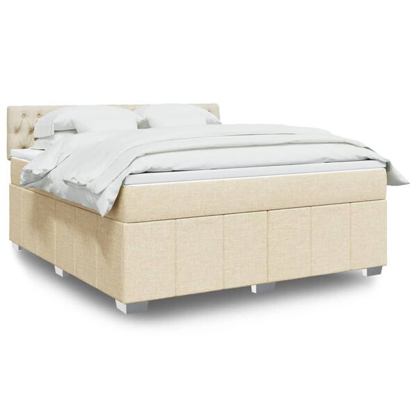 vidaXL Cama box spring con colch&oacute;n tela color crema 180x200 cm
