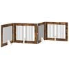 vidaXL Puerta para perros plegable con soportes 4 pcs Roble Ahumado