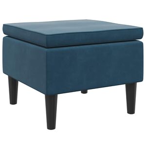 vidaXL Taburete con patas de madera terciopelo azul
