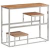 vidaXL Mesa consola acero inoxidable y madera maciza acacia plateada