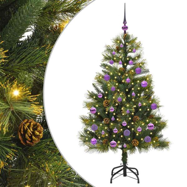 vidaXL &Aacute;rbol de Navidad artificial con ramas plegables y conos 150 cm