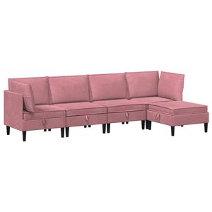 vidaXL Juego de muebles de sal&oacute;n 5 uds. Rosa Terciopelo