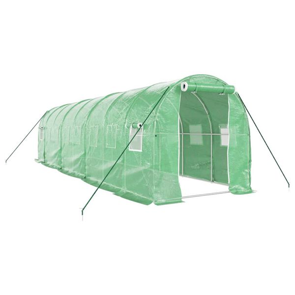 vidaXL Invernadero con estructura de acero verde 16 m&sup2; 8x2x2 m