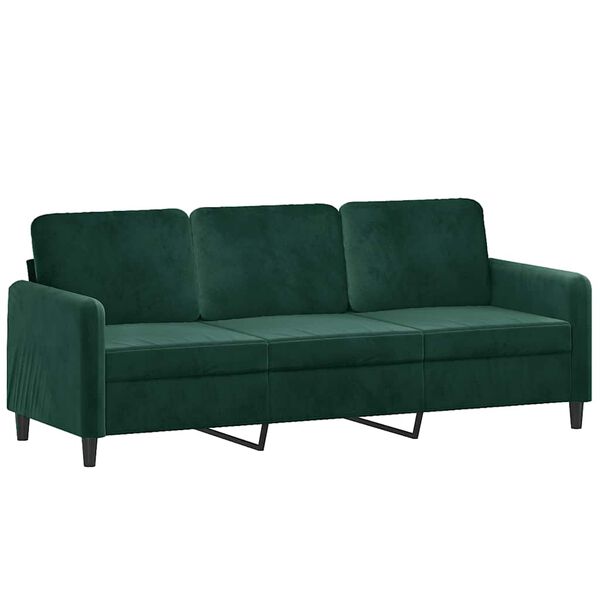 vidaXL Sof&aacute; de 3 plazas terciopelo verde oscuro 180 cm