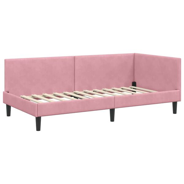 vidaXL Estructura de cama en esquina Rosa 90 cm x 200 cm Terciopelo