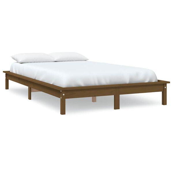vidaXL Estructura de cama madera maciza pino marr&oacute;n miel 140x190 cm