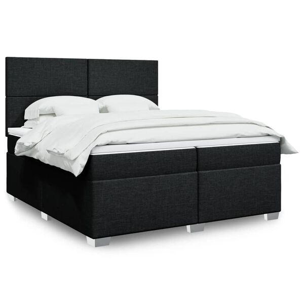 vidaXL Cama box spring con colch&oacute;n tela negro 200x200 cm