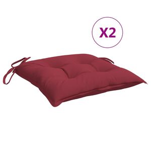 vidaXL Cojines silla de jard&iacute;n 2 uds tela Oxford rojo tinto 40x40x7 cm