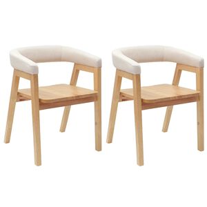 vidaXL Sillas de comedor 2 uds. Madera de Caucho S&oacute;lido Natural