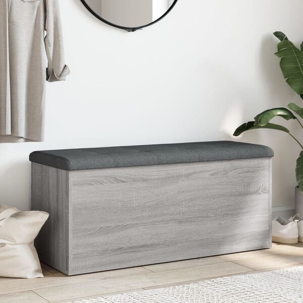 vidaXL Banco con almacenaje madera ingenier&iacute;a gris Sonoma 102x42x45 cm