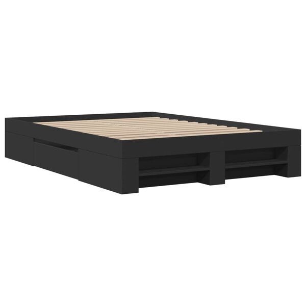 vidaXL Estructura de cama madera de ingenier&iacute;a negra 140x200 cm
