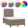 vidaXL Cama box spring con colch&oacute;n y LED tela gris taupe 120x190 cm