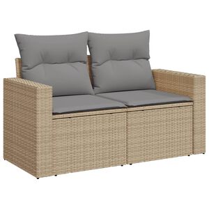 vidaXL Sof&aacute; de jard&iacute;n con cojines de 2 plazas rat&aacute;n sint&eacute;tico beige